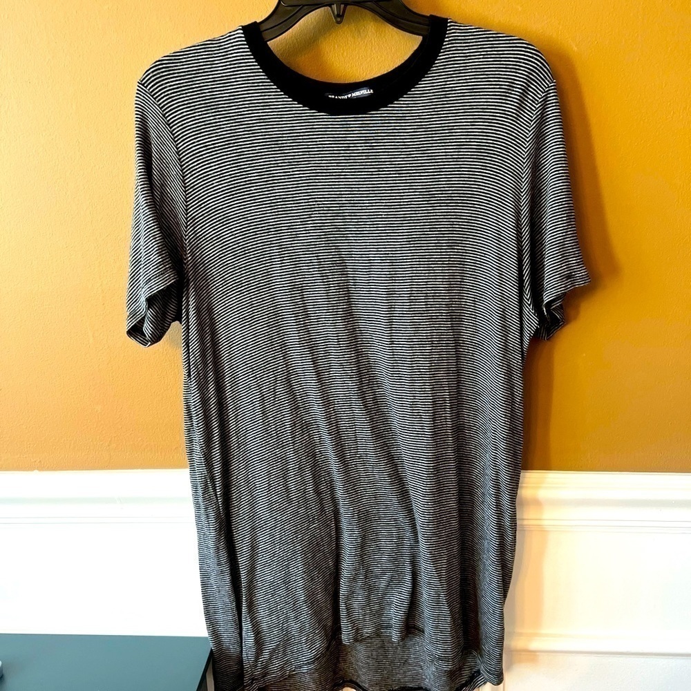 Brandy Melville T-Shirt Dress Black Striped One Size